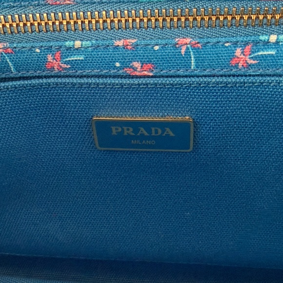 Prada • Canapa 2 Way Canvas Tote Bag in Blue St. Palm, a Limited Edition Print - Picture 9 of 15